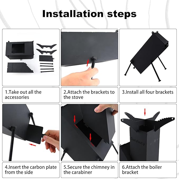 Rocket Stove Wood Burning Camp Stove Rocket Stove for Cooking Portable Wood Mini Burning Stove, Fire Camping Stove for Cooking backyard cooking Camping grill outdoor events BBQ Comes with storage bag