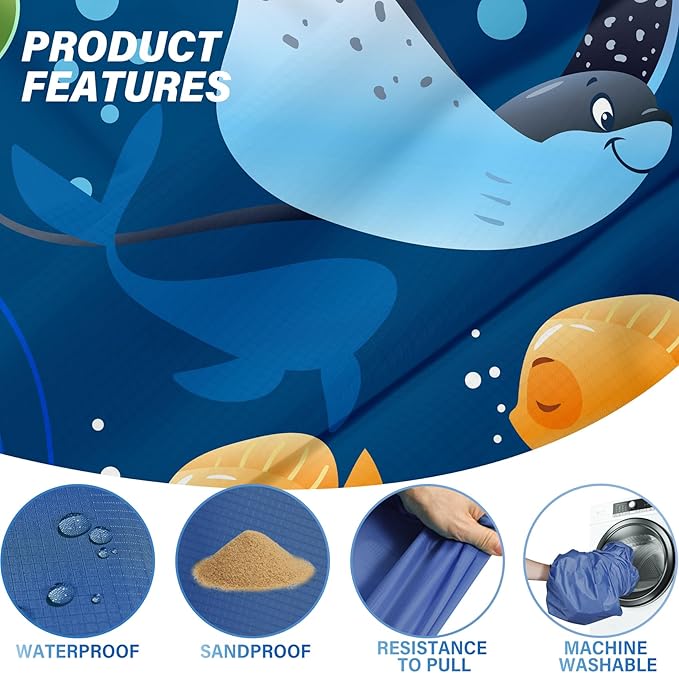 Beach Blanket Oversized Extra Large 78" X 81",Waterproof Sandproof Beach Blanket 1-7 Adults Lightweight Durable for Travel Camping Hiking Picnic