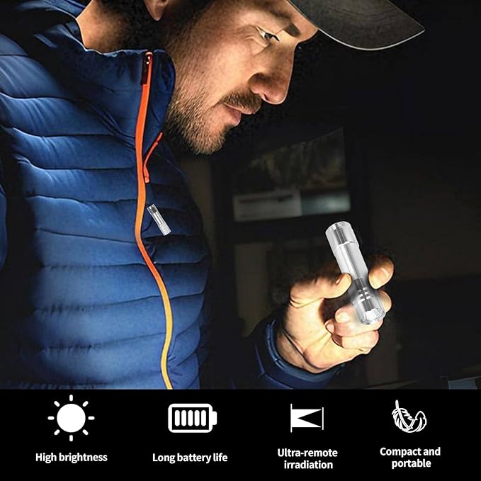 6 Pack LED Aluminum Small Mini USB C Rechargeable Flashlights, Handheld Small Flashlight Bulk for Kids, Portable Camping Bright High Lumens Flashlight Christmas Gifts (Silver)