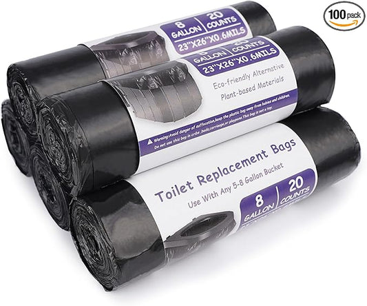 100 Portable Toilet Bags, Camping Toilet Bags, 8 Gallon Thick Compostable Toilet Bags, For Bucket Toilet Biodegradable Toilet Bags, Biodegradable Waste Bags for Outdoor Boating Trips Camping