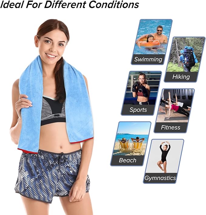 4 Pack Microfiber Camping Towels, Gym Towels Quick Dry Beach Towel with Travel Waterproof Accessory Bag,Super Absorbent Quick Dry Towels for Adults Kids (6, Black)