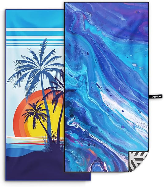 OCOOPA Microfiber Beach Towel Fast Drying, Extra Large 71" x 32" Sand Free Beach Towel Super Lightweight Towels for Swimming Pool, Camping, Picnic, Yoga Gym Sports