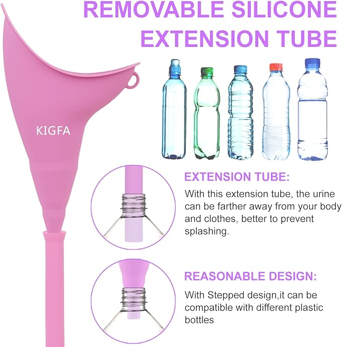 Female Urination Device,Reusable Portable Female Urinal Silicone Women to Pee Standing Up,Female Urinal Set Fits Outdoor Travel,Camping&Hiking,2 Sets