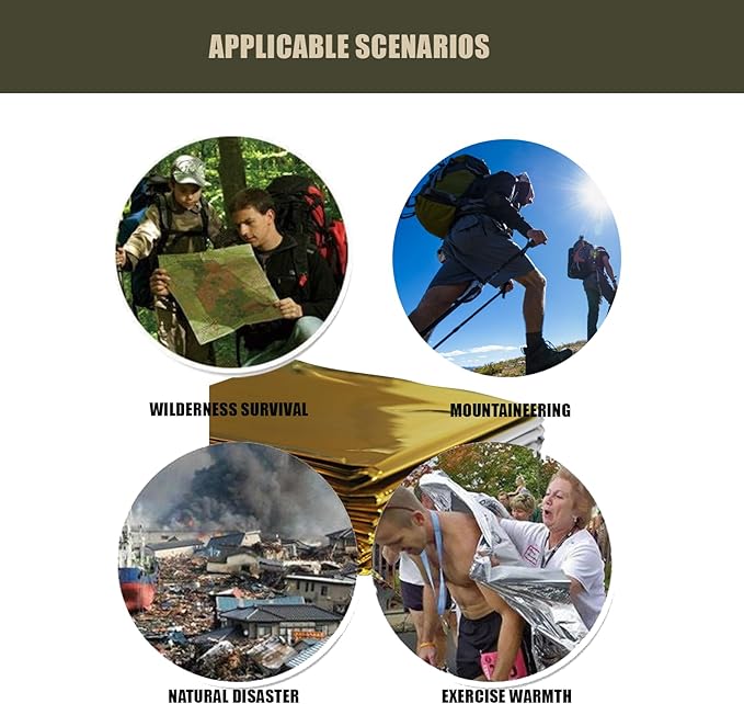 Emergency Blanket ,Portable Emergency Blanket Survival Gear Emergency Bivvy Thermal Sleeping Bag Camping ,Be Suitable for Outdoors, Hiking, Survival (Gold +Silver, 4 Pack)