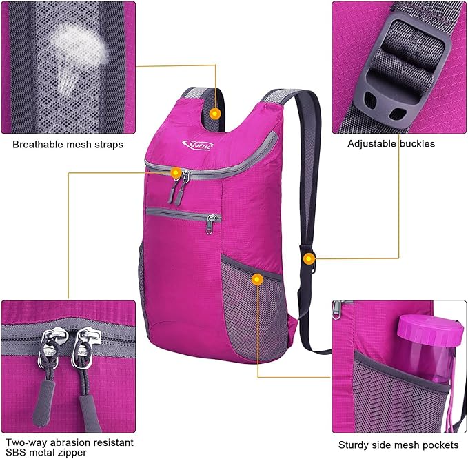 G4Free Lightweight Packable Hiking Backpack for Men Women Small Hiking Daypacks Foldable Shoulder Pack Casual Outdoor Bag 11L