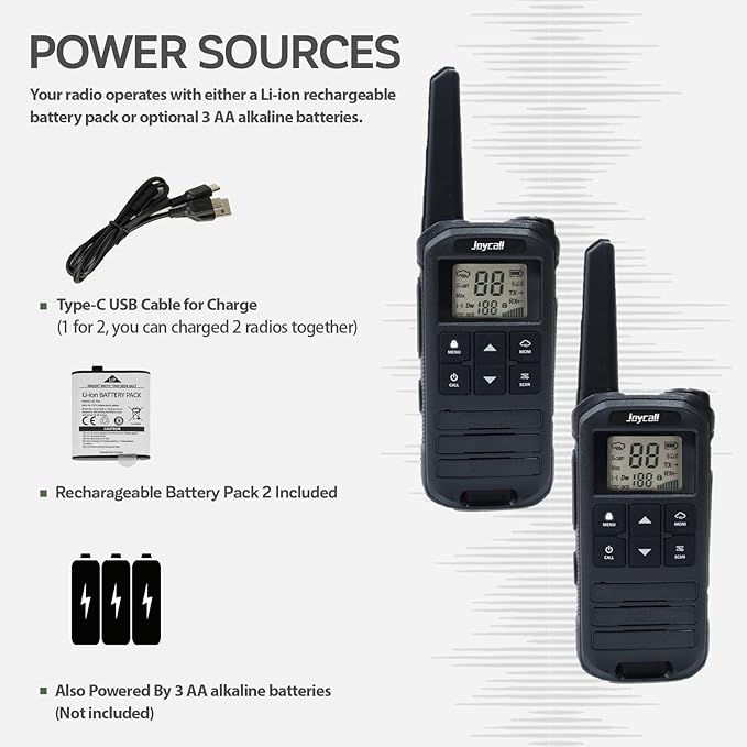 Long Range Walkie Talkies for Adult with NOAA Weather Alert Portable Walkie Talkies Rechargeable 22 Modifiable FRS Two Way Radios with Charger Cable &1400mAh Li-ion Battery (Black)