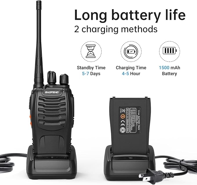 BAOFENG Walkie Talkies BF-888S Two Way Radio Long Range Rechargeable,Portable Radios,Handheld Walkie Talkie for Adults with Flashlight Li-ion Battery and Charger(10 Pack)