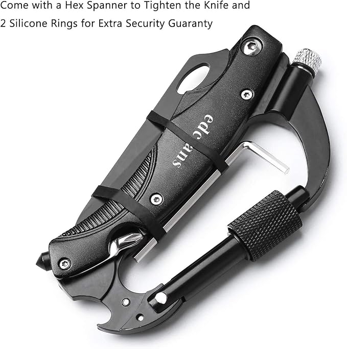 Multitool Carabiner, Tactical Carabiners Keychain for Men Outdoor Camping