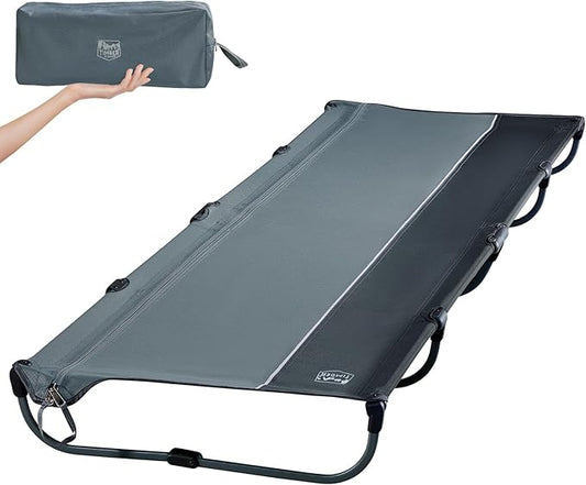 TIMBER RIDGE Lightweight Aluminum Camping Cot, 20-Second Quick Set-Up Folding Cot with Zipper Closure, Portable Carry Bag Included for Camping, Travel and Outdoors, Support up to 225lbs, Grey