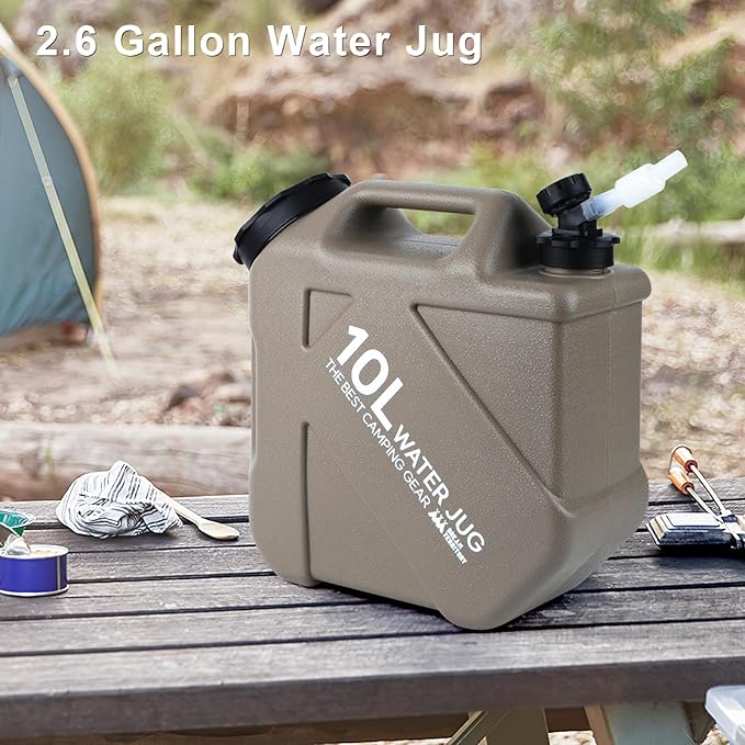 2.6Gallon (10L) Water Jug,camping gear,Water Tank,BPA Free Water Jug, Multifunction Water Storage Containers for Camping Outdoor Hiking,Emergency Stroage