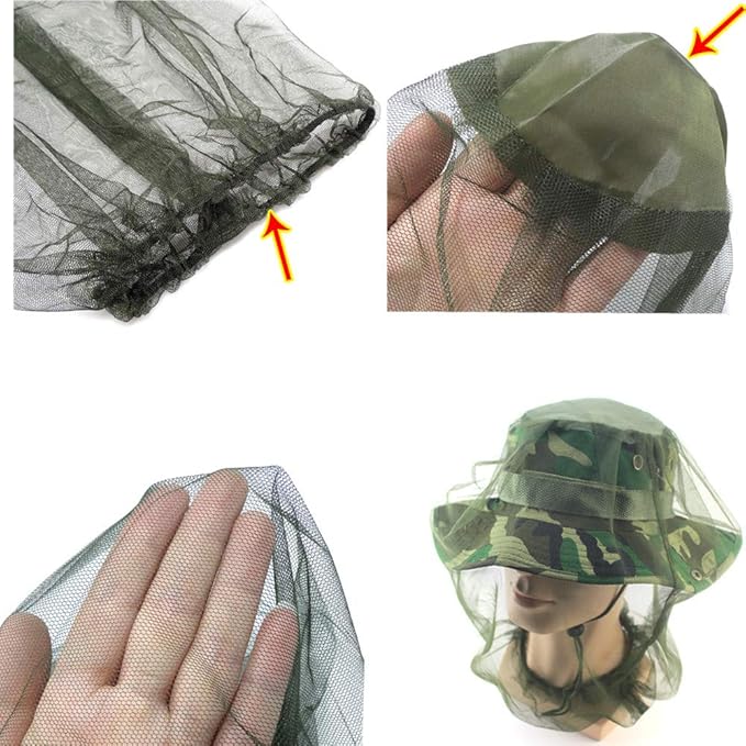4 Pack Head Net Face Mesh, Mosquito Hat Mask Head Cover for Camping Hiking Fishing Protecting from Insect Bug Bee Mosquito Gnats (55 x 50 cm)