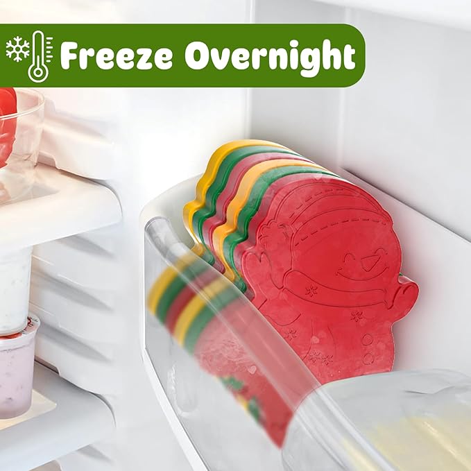 HiYZ Christmas Ice Packs for Lunch Boxes - Reusable Kids Ice Packs - Quick Freeze, Space Saving, Long-Lasting Cooler for Lunch Box, Thin Ice Packs Ideal for Travel, Picnics, and School