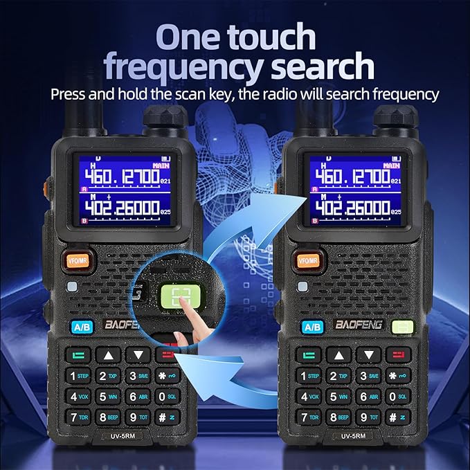 BAOFENG UV-5RM Radio, 5RM 8W Ham Radio Handheld Long Range, 999 Channels, USB-C Charging, Two Way Radio with 2500mAH Battery