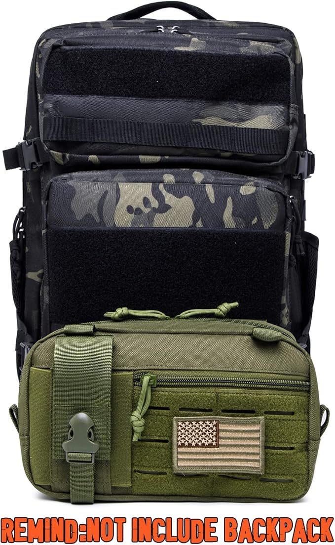 Molle Admin Pouch with Laser Cutting Loop,Car EDC EMT Molle Pouches, Large Capacity Tactical Pouch, EDC Pouch Organizer Include US Flag
