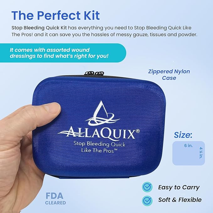 Stop Bleeding Quick Kit - First-aid with AllaQuix Stop Bleeding Gauze (Blood clotting Bandage) (Deluxe)…