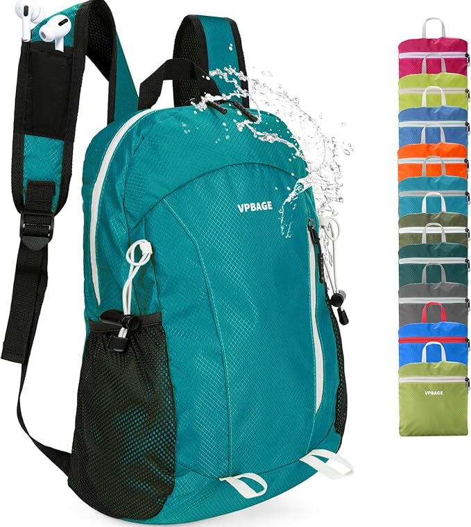 15L Highly Water-resistant Hiking Daypack, Small Backpack Travel Outdoor, Lightweight Day Pack with Tool Loops(Light Green)