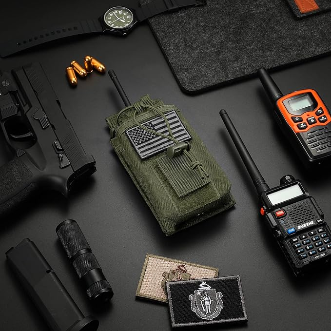 FRTKK Tactical Radio Holder Radio Holster Molle Radio Pouch Universal Radio Case Military Heavy Duty Radio Bag for Police Firefighter Two Ways Walkie Talkies Vest