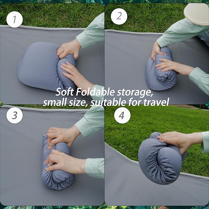 Camping Pillow Small Travel Pillow Memory Foam Bed Soft Neck Pillow Lightweight Easy to Carry Portable Cooling Home Pillow Removable Pillow Cover with Travel Storage Bag (Gray)