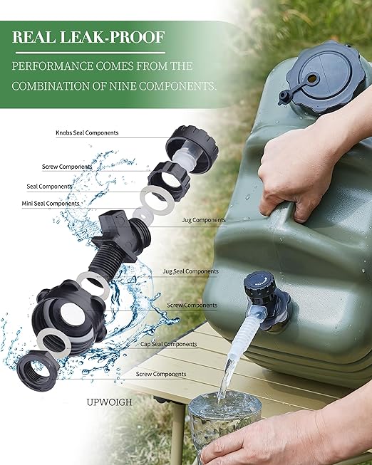 5 Gallon Water Jug, Camping Water Container,Truly No Leakage Water Storage,Large Military Green Water Tank,BPA Free Portable Emergency Water Containers for Outdoors Hiking Accessories