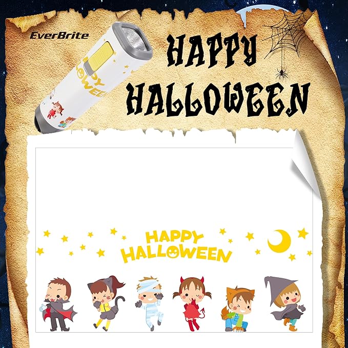 EverBrite Halloween Flashlights Halloween Gifts, Small LED Flash Light Handheld Torch with Lanyard 3AAA Battery Included, 1 Pack-White