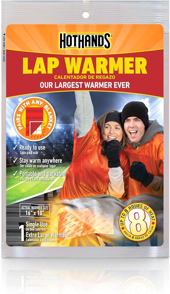 HotHands Lap Warmer, Largest Warmer 16" X 10" Body & Hand Super Warmers - Long Lasting Safe Natural Odorless Air Activated Warmers - Up to 18 Hours of Heat - 3 Individual Warmers