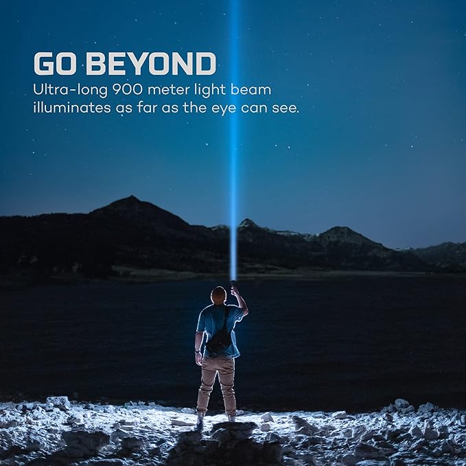 NEBO Luxtreme 500-Lumen LED Flashlight –Bright Rechargeable Flashlight with 4 Light Modes & 12000 Rechargeable Flashlight with 2X Zoom, 5 Light Modes, Waterproof (IP67), and Power Bank