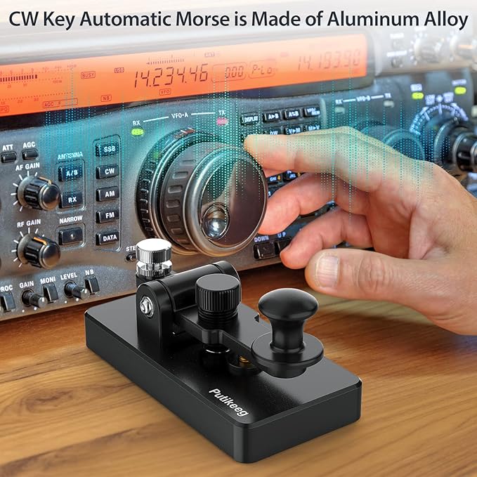 Classical Morse Mini Code Key Morse Code Paddle Key Aluminum Alloy Mini-Key Morse CW Portable Key Morse Practice Key Black