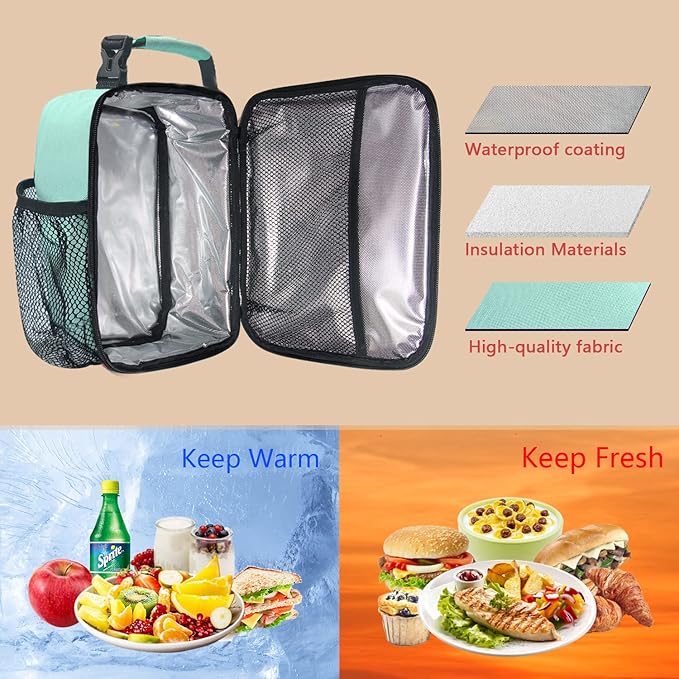 Hap Tim Insulated Lunch Box for Men, Reusable Lunch Bag for Women & Men, Adluts Lunchbox for Office Work, Portable Lunchbag, Mint Green(18654-MG)