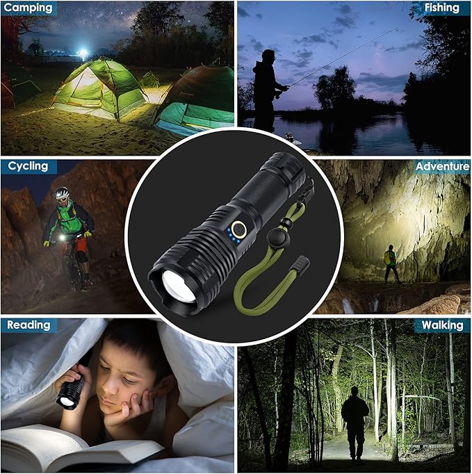 Rechargeable Flashlights 990000 High Lumens, Super Bright LED Flashlight Handheld, Powerful Tactical Flashlights Waterproof W/5 Lighting Modes, 20H Runtime for Emergency & Camp