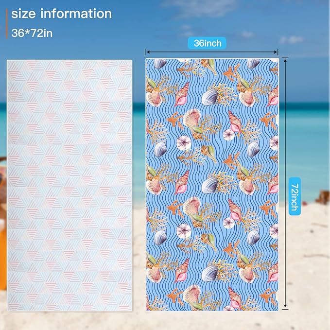 Microfiber Sand-Free Beach Towel 72"x36",Extra Large Lightweight Super Absorbent Thin Fast Drying Towels for Swimming Outdoor Hiking Yoga Girls Women Adults(Red Shell)