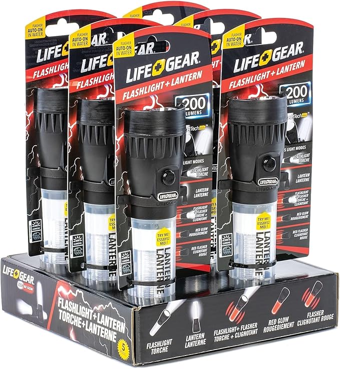 Life+Gear 7.8" 200-Lumen Floating Flashlight and Lantern, Red (41-3744)