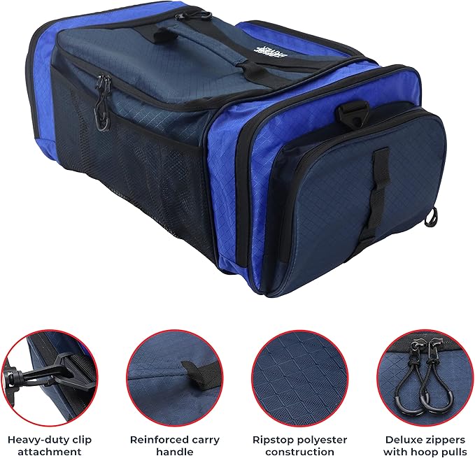OSAGE RIVER Large Waterproof Fishing Tackle Bag with Padded Shoulder Strap, Ripstop Soft Sided Bag with Fishing Pliers Holder