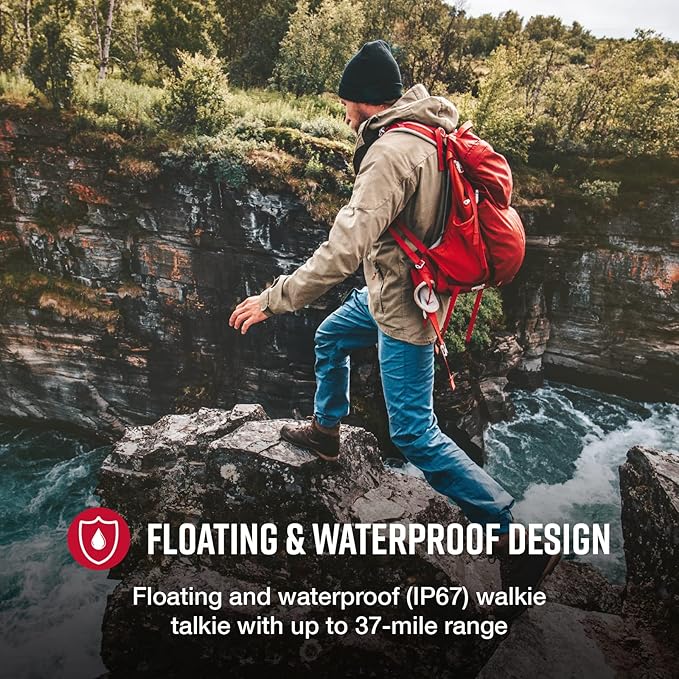 Cobra ACXT1035R FLT TTC Floating and Waterproof Walkie Talkies for Adults with Compatible Cobra Surveillance Headset: Rechargeable, 22 Channels, Long-Range, 2 Two-Way Radios, 2 Headsets