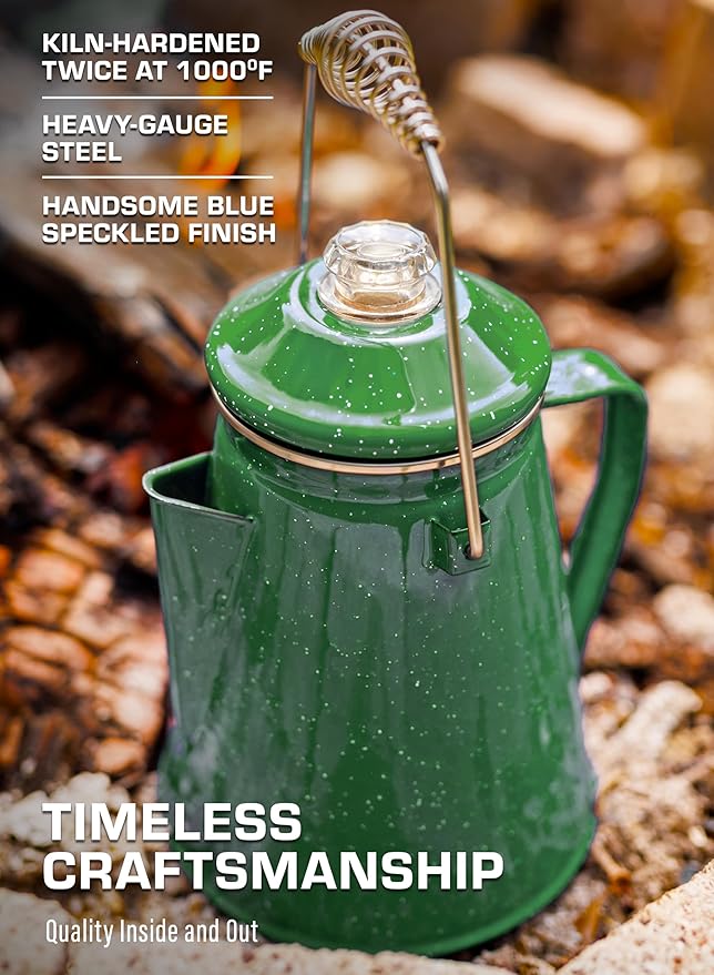 COLETTI Classic Percolator Coffee Pot — Camping Coffee Percolator, Campfire Coffee Pot – Camping Percolator for Groups — Brew for the Whole Campsite (Green, 12 Cup)