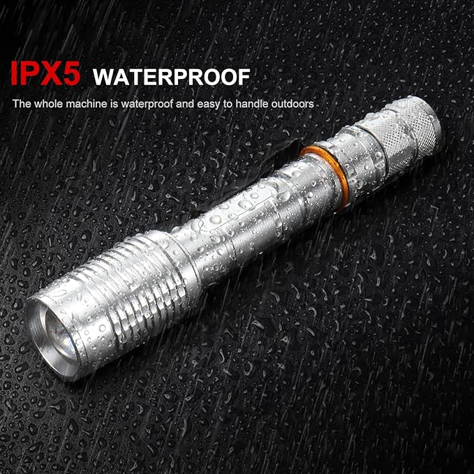 Led Flashlight, Universal 18650 Battery Charger Set Super Bright Waterproof Handheld Flashlight for Outdoor, Emergency, Camping (4-Pcs 18650 Rechargeable Battery)