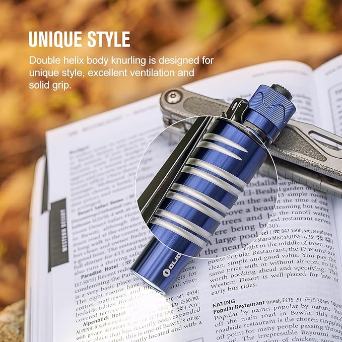 OLIGHT I5R EOS 350 Lumens Rechargeable Tail-Switch LED Flashlight Powered by USB Rechargeable Battery, Slim EDC Pocket Flashlight for Camping, Outdoor, and Emergency(Regal Blue)