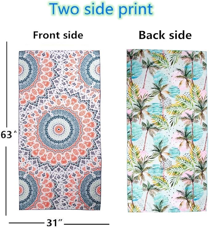 HAOKUN Microfiber Sand Free Beach Towel Blanket-Quick Fast Dry Super Absorbent Lightweight Thin Towel for Travel Pool Swimming Bath Camping Yoga Gym Sports Idea … (madala)