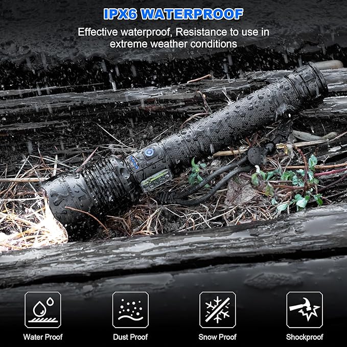 Cinlinso Flashlights High Lumens Rechargeable, 990,000 Lumens Super Bright Led Flash Light, 7 Modes with COB Light, IPX6 Waterproof, Handheld Powerful Flashlight for Home, Camping, Emerge∩cies