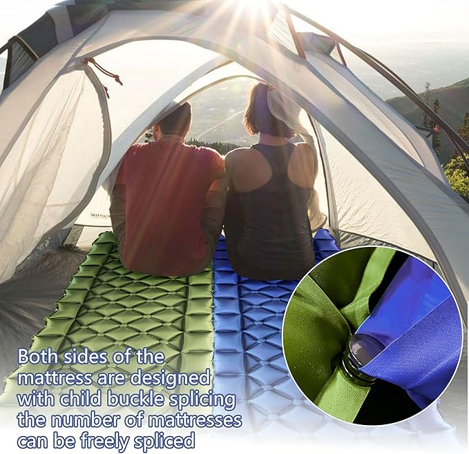 ONTYZZ Sleeping Pad for Camping Ultralight Inflatable Sleeping Pad with Built-in Foot Pump Upgraded Durable Compact Camping Air Pad for Camping Hiking Traveling, Blue
