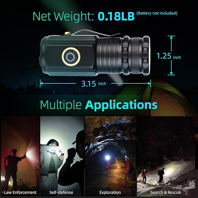 Magnetic Flashlight Rechargeable 1000 Lumens Portable Mini Pocket Flashlight with Clip, USB C Rechargeable, 5 Lighting Modes for Everyday Carry Camping Hiking, IP65 Waterproof