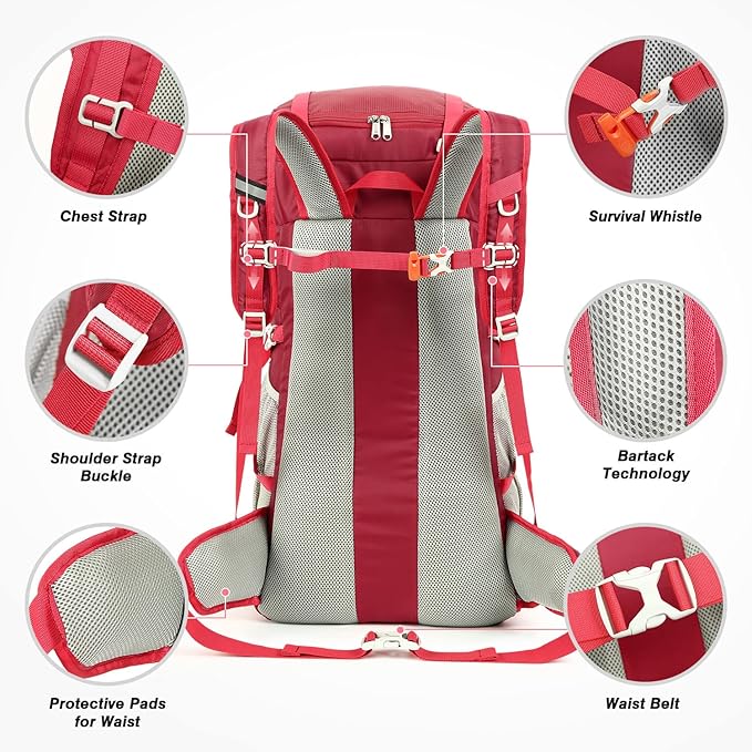 HOMIEE 50L Hiking Backpack Travel Bag Waterproof Camping Backpack with Rain Cover Lightweight Backpacking Backpack Rucksack