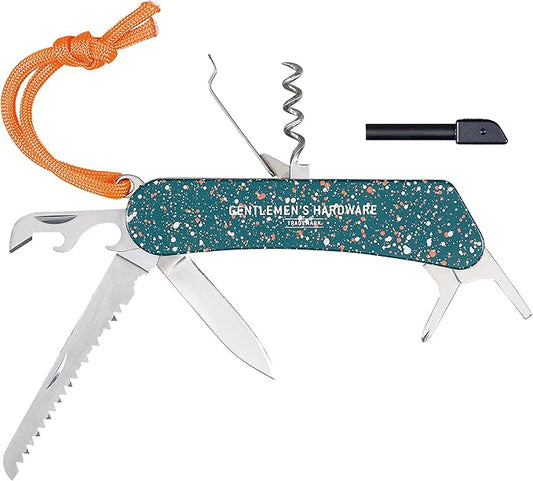 Gentlemen's Hardware - Wilderness 9-in-1 Multi-tool, Ideal for Camping, Hiking, & Other Outdoor Activities, Stainless Steel, Compact Handle, Versatile, Convenient