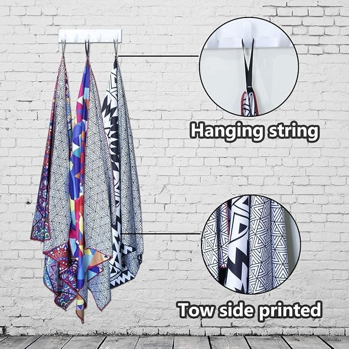 Microfiber Pool Sandproof Beach Towel Blanket - Quick Fast Dry Sand Free Proof Compact Outdoor Camping Travel Swim Micro Fiber Thin Yoga Mat Personalized Gift for Women Man Adult Blue Tie Dye Stripe