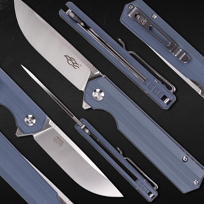 Firebird GANZO FH11S-GY Pocket Folding Knife Ball Bearing D2 Steel Blade G10 Anti-Slip Handle with Clip Hunting Fishing Gear Camping Outdoor Folder EDC Pocket Knife (Gray)