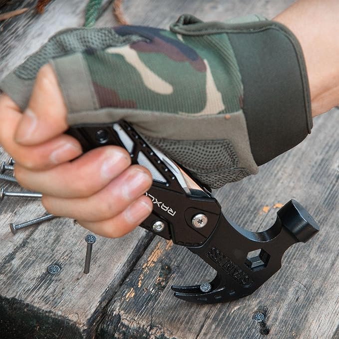 Multitool Hammer 15 in 1 Mini Hammer multitool with Pliers Claw Hammer Multi Tool with Screwdrivers, Multitool Pocket Clip, New Year & Birthday & Father Day Gift (Black)