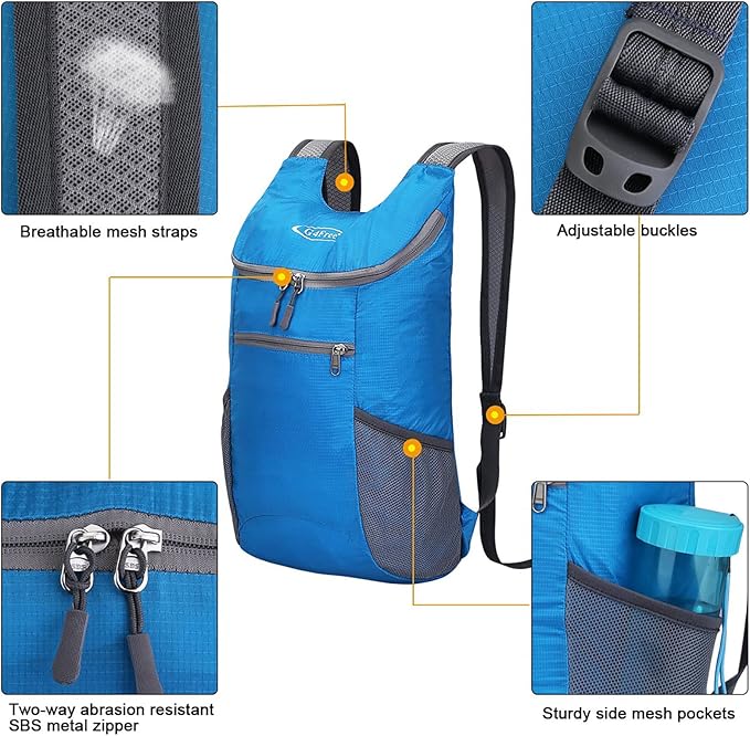 G4Free Lightweight Packable Hiking Backpack for Men Women Small Hiking Daypacks Foldable Shoulder Pack Casual Outdoor Bag 11L