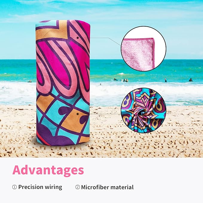 Hiturbo Microfiber Beach Towel-Quick Fast Dry Super Bath Towels Absorbent Lightweight Pool Beach Blanket, Ultra Compact Perfect for Travel Pool Swimming Bath Camping Yoga Gym Sports