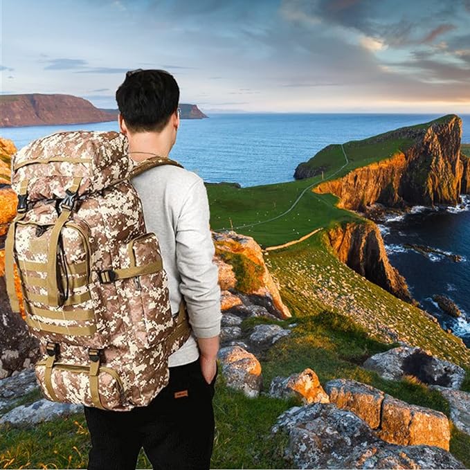 70L Waterproof Hiking Daypack Large Hiking Backpack, Hunting Camping Rucksack Backpack for Men Outdoor Sports Backpack (Urban Camouflage)