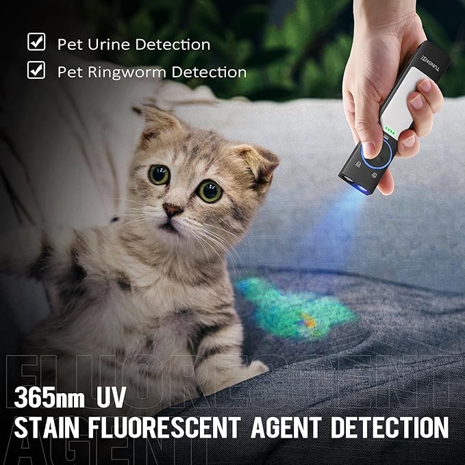 YC8003 365nm Black Light Flashlight, 1000 Lumen White Light EDC Pocket Flashlight, USB C Rechargeable Flat Flashlight for Hiking, Camping, Outdoor Distress, Pet Urine Detection(6500K)