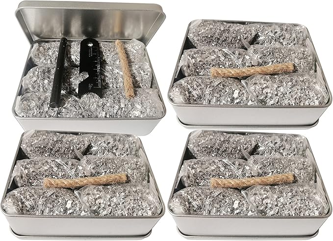 eGreen Emergency Ferro Rod Striker Magnesium 6 Bags Wax Jute Rope + Tin Box for Camping Hiking Bushcraft Survival Outdoor Gear